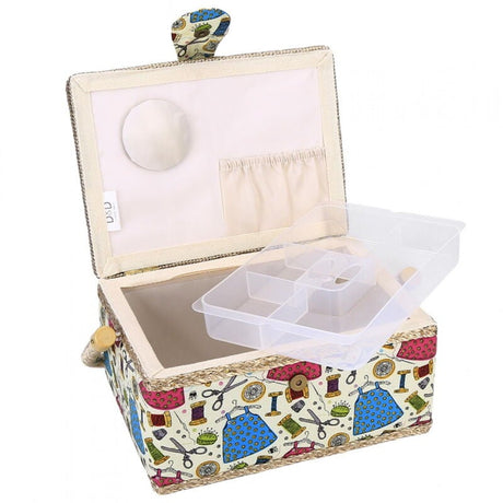 Sewing Kit Organizer, 3 Colors, Storage Box with Removable Tray, Pincushion, and Inner Pocket for Home Craft Tools