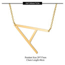 Gold Side Block Shaped Initial Letter Necklace for Women Stainless Steel English Letter AA