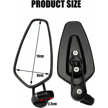 Compatible with Yamaha XJ6 MT01 MT03 MT07 MT09 Motorcycle Handlebar Black Rearview Mirrors 2Pcs