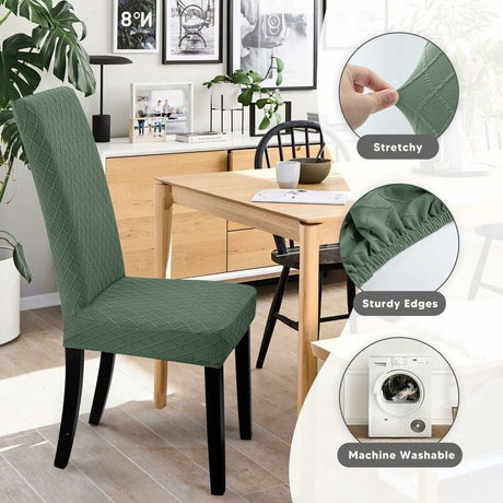 Stretch Dining Chair Covers 4 Pieces Green Washable Removable Universal Chair Covers