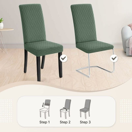 Stretch Dining Chair Covers 4 Pieces Green Washable Removable Universal Chair Covers