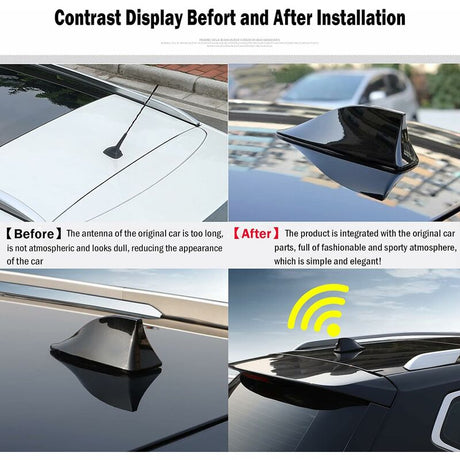 Shark Fin Car Antenna FM AM Radio Universal for SUV Truck Van Compatible with Many Models Black