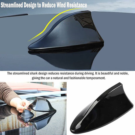 Shark Fin Car Antenna FM AM Radio Universal for SUV Truck Van Compatible with Many Models Black
