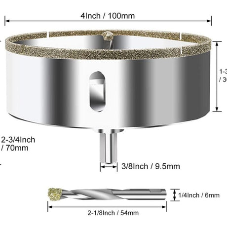 Diamond Hole Saw 100mm with Centering Drill Tile Cutter