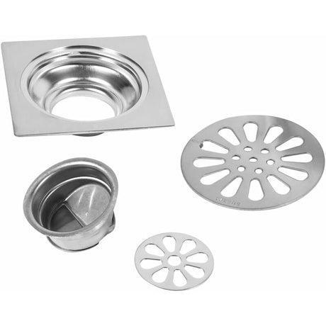 Stainless Steel Square Shower Floor Drain Anti-odor 100mm x 100mm for Bathroom