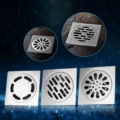 Stainless Steel Square Shower Floor Drain Anti-odor 100mm x 100mm for Bathroom
