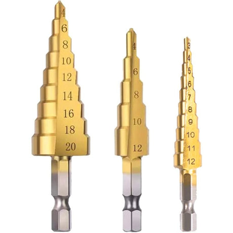 HSS Double Groove Step Drill Countersink 3 Pcs for Steel Wood Plastic Brass Aluminum