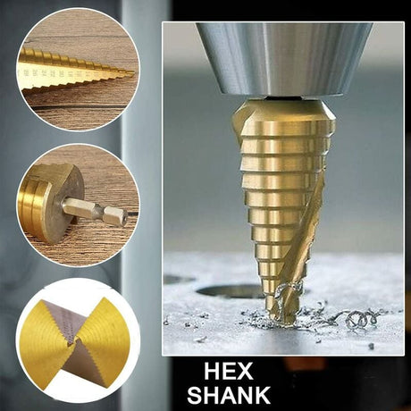 HSS Double Groove Step Drill Countersink 3 Pcs for Steel Wood Plastic Brass Aluminum