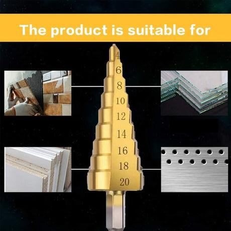 HSS Double Groove Step Drill Countersink 3 Pcs for Steel Wood Plastic Brass Aluminum