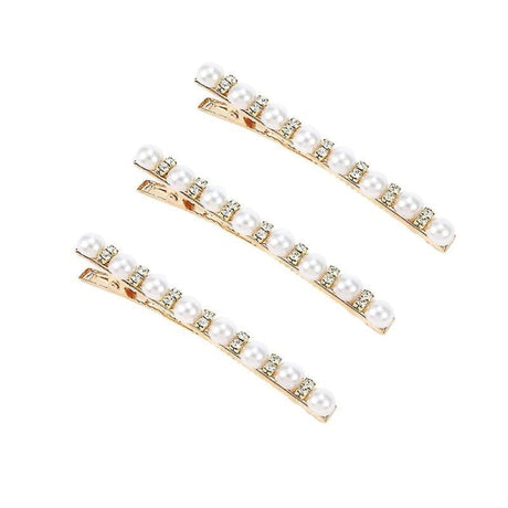 Pearl Studded Hair Clips 3pcs Vintage Rhinestone Hair Clip Elegant Hairpiece
