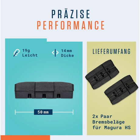 Magura HS11 HS22 HS33 Compatible High Power Durable 2 Pairs 50mm Brake Pads