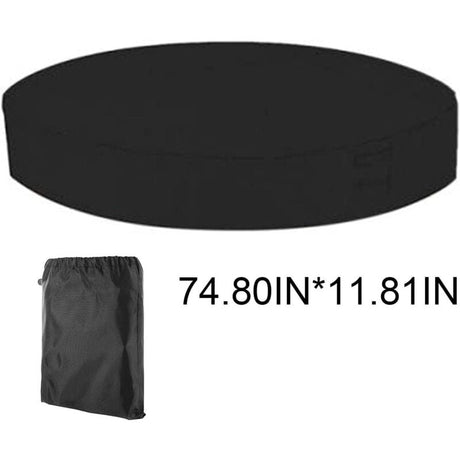 Waterproof UV Resistant Spa Cover for Outdoor Tubs, 200x30cm Round Pool Cover Sunshade, Black