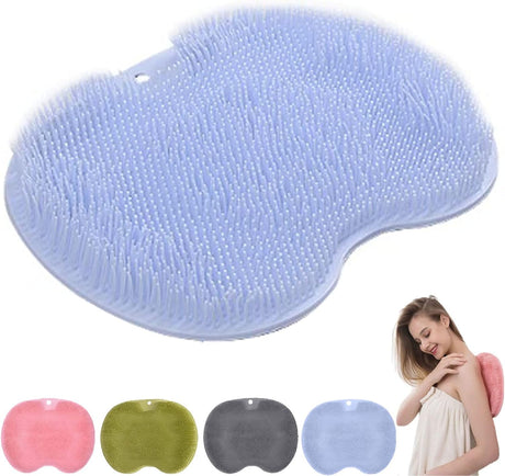 Blue Non-Slip Suction Cup Silicone Massage Mat for Shower Back Scrubber Exfoliating