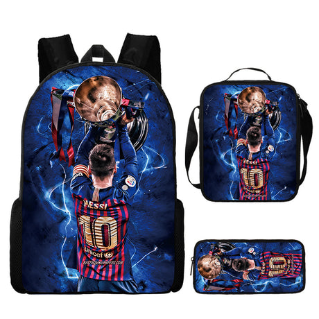 Messi Backpack Shoulder Bag 3-Pack Blue School Bag