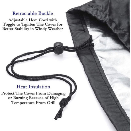 BBQ Grill Cover Anti-UV Waterproof Moisture Resistant with Storage Bag Compatible with Weber Black 170 x 61 x 117 cm