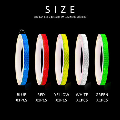 Reflective Stickers for Bicycle Safety, 1cm x 8m Waterproof Self-Adhesive Reflective Tape