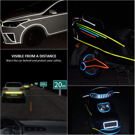 Reflective Stickers for Bicycle Safety, 1cm x 8m Waterproof Self-Adhesive Reflective Tape