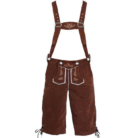 Authentic German Lederhosen for Men, Genuine Leather, Oktoberfest Attire, Brown Color, Size XL, Model XF7