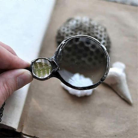 Magnifying Glass Necklace for Reading 2X Green Lens with Chain