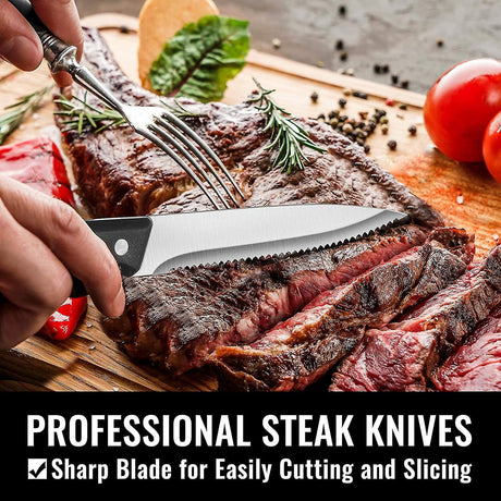 Stainless Steel 48-Piece Cutlery Set for 8 People with Steak Knives for Home Kitchen Restaurant Dining