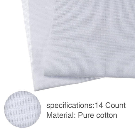 White Aida Fabric - 14 Count High Quality Cotton Embroidery Fabric for Frames