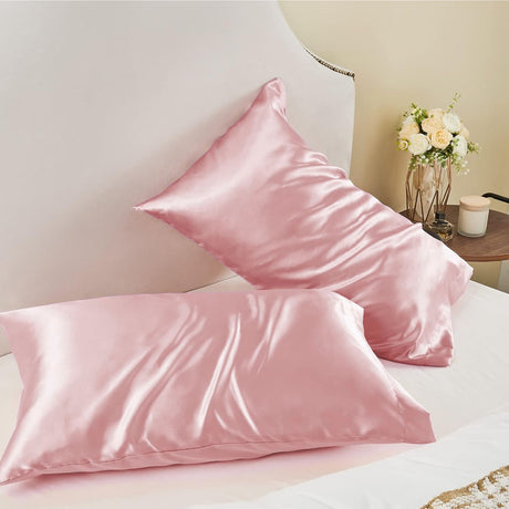 Satin Silk Pillowcase Standard Size 2 Pack Super Soft Envelope Closure for Hair and Skin Care