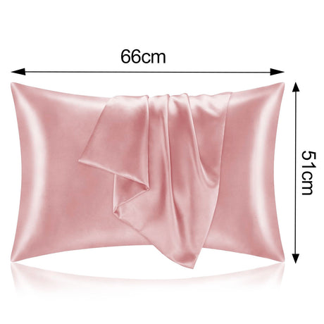 Satin Silk Pillowcase Standard Size 2 Pack Super Soft Envelope Closure for Hair and Skin Care