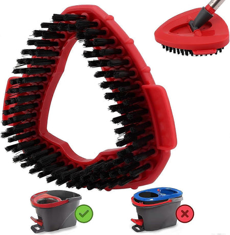 Scrubbing Brush Mop Head Replacement for Vileda Turbo Spin Mop, Hard Bristle Carpet Bathroom Garage Kitchen Cleaning Brush, 1 Set Red