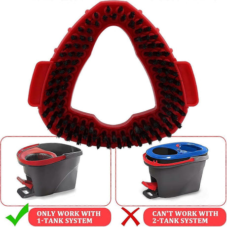 Scrubbing Brush Mop Head Replacement for Vileda Turbo Spin Mop, Hard Bristle Carpet Bathroom Garage Kitchen Cleaning Brush, 1 Set Red