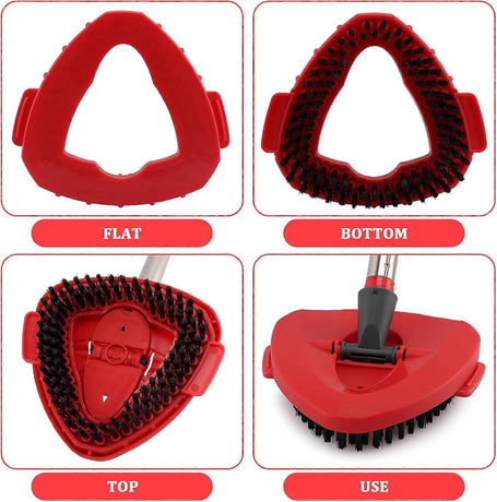 Scrubbing Brush Mop Head Replacement for Vileda Turbo Spin Mop, Hard Bristle Carpet Bathroom Garage Kitchen Cleaning Brush, 1 Set Red