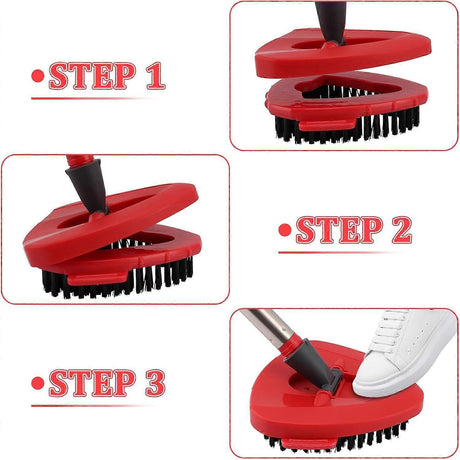 Scrubbing Brush Mop Head Replacement for Vileda Turbo Spin Mop, Hard Bristle Carpet Bathroom Garage Kitchen Cleaning Brush, 1 Set Red