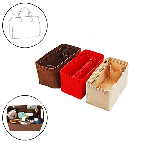Felt Fabric Handbag Organizer Insert Compatible with StyleC A 25 30 35 Khaki Makeup Bag