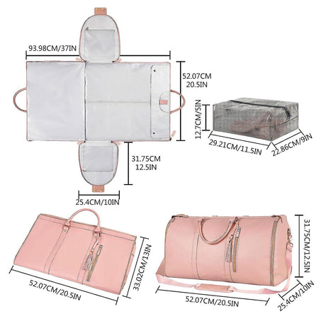 Foldable Travel Garment Bag for Women 2 in 1 Convertible Suitcase White PU Leather