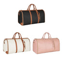 Foldable Travel Garment Bag for Women 2 in 1 Convertible Suitcase White PU Leather