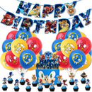 Sonic Birthday Party Decorations Set Cartoon Accordion Flag Insert Balloons Theme Decor with Balloons