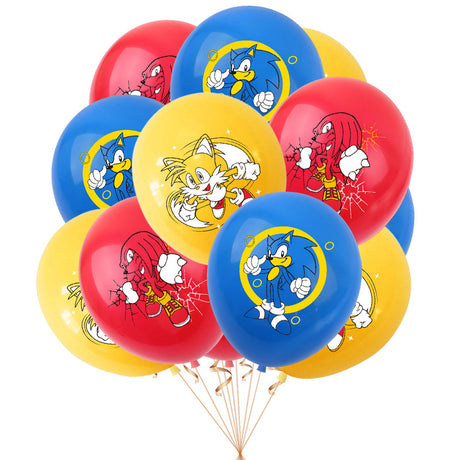 Sonic Birthday Party Decorations Set Cartoon Accordion Flag Insert Balloons Theme Decor with Balloons
