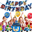 Sonic Birthday Party Decorations Set Cartoon Accordion Flag Insert Balloons Theme Decor with Balloons