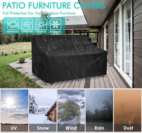 Waterproof 4-Seater Outdoor Sofa Cover, Heavy Duty Deep Lounge with Air Vent for Garden Furniture