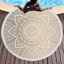 Microfiber Mandala Beach Towel Oversized with Tassels Hippie Boho Round Design