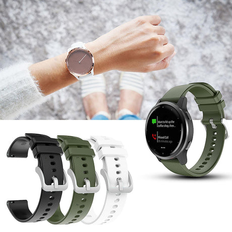 Garmin Venu SQ Vivoactive 3 4 Forerunner 245 Compatible Watch Band 20mm 22mm Checkered Soft Silicone Strap Army Green