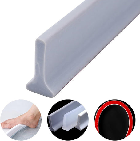Self-Adhesive Shower Threshold Barrier, 2m Transparent Water Strip