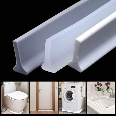 White Self-Adhesive Shower Threshold Water Barrier Strip 2m