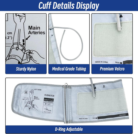 Extra Large Adult Blood Pressure Cuff Compatible with Omron 9201d 21201d 22-53cm XL ARM BP Replacement Gray