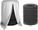 Tire Storage Cover Silver Universal for 4 Tires Car Spare Tire Protection Bag Case