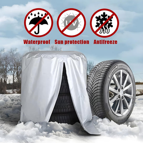 Tire Storage Cover Silver Universal for 4 Tires Car Spare Tire Protection Bag Case