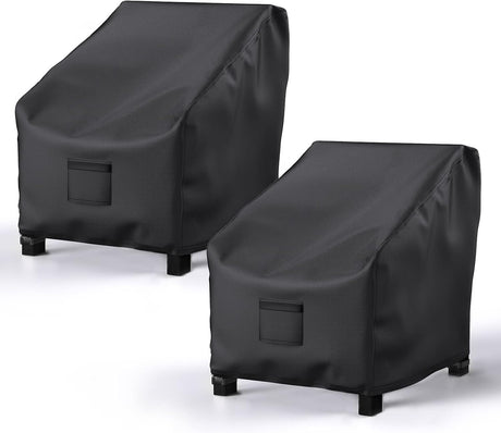 Waterproof Garden Furniture Covers 2-Pack, Large 600D Heavy Duty Oxford Fabric Chair Covers for Lounge Chairs with Deep Seat