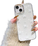 iPhone 15 Case Compatible with iPhone 15, Shiny 3D Bowknot, Cute Transparent White Phone Cover