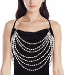 Pearl Body Chain for Women, Gold Multi-layer Necklace for Backless Dresses and Bikinis, Bridal Jewelry