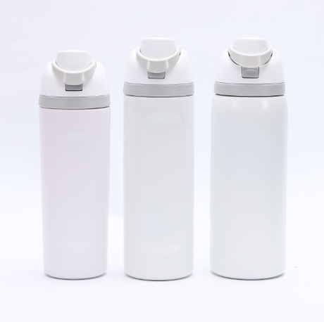 Insulated Stainless Steel Water Bottle with Straw,White & 24 oz, BPA-Free, for Travel, Sports, Outdoors