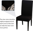 Dining Room Chair Covers Stretchy Washable Set of 6 Black Seat Covers for Hotels Removable Decorative Covers